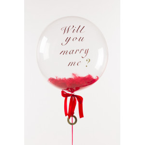 Шар баблс с перьями, Will You marry me?, 61 см